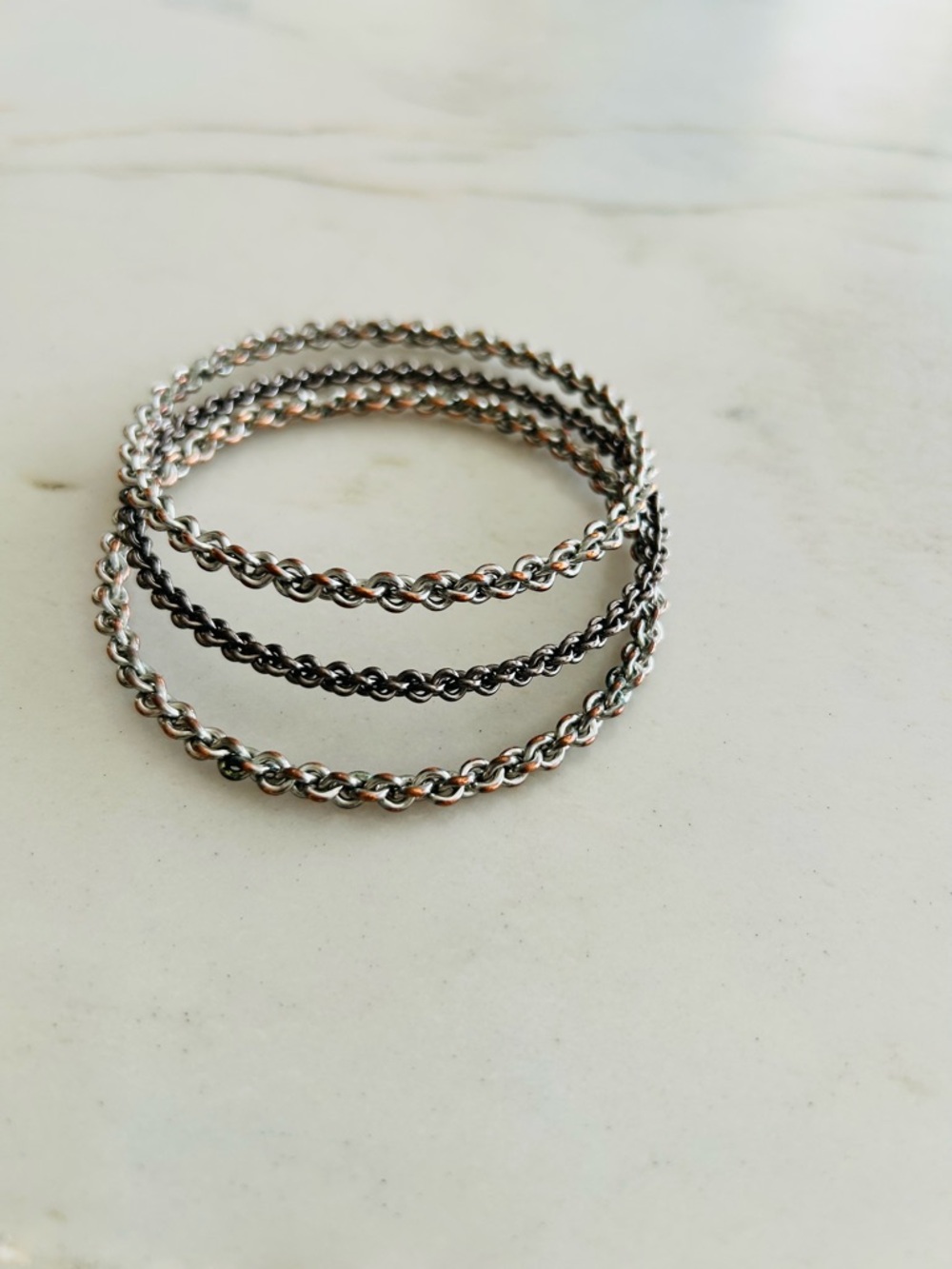 Silver and‎ Black Twisted Chain Bangle Set - Women Jewelry